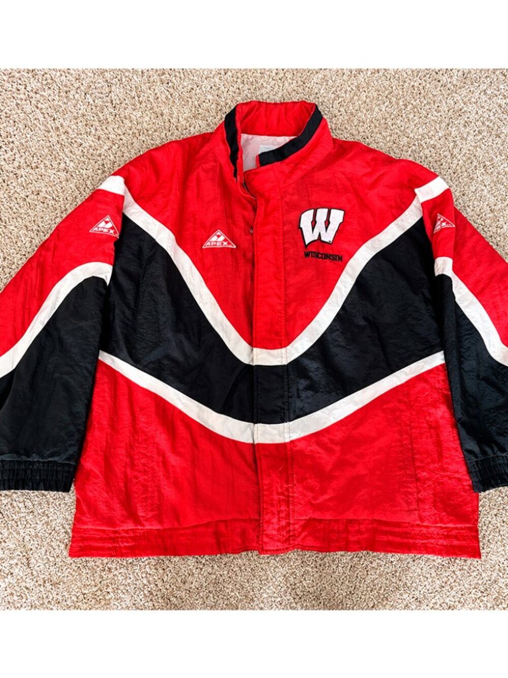Vintage 90s Apex One Wisconsin Badgers Windbreaker Jacket XL NCAA Nylon